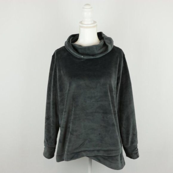 Soft Surroundings Women's Medium Gray Velour Cowl Neck Tulip Hem Sweater - Picture 1 of 7